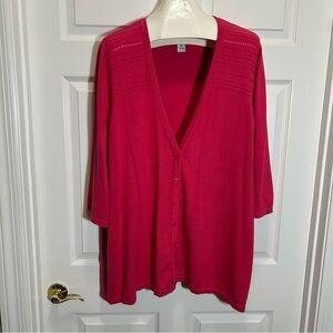 Catherines Vibrant Pink Button-Up Cardigan